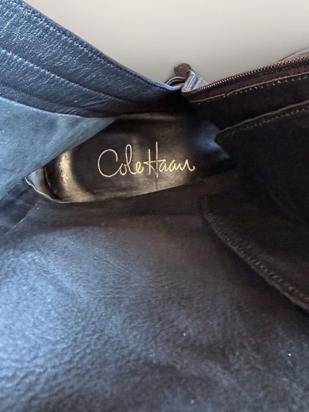 COLE HAAN buttery soft leather mid calf lace up boots NIKE AIR 7B black like NEW - Picture 6 of 7